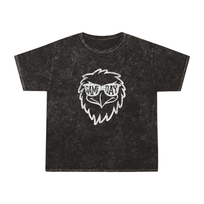 Game Day Eagle Glasses Mineral Wash T-Shirt - black