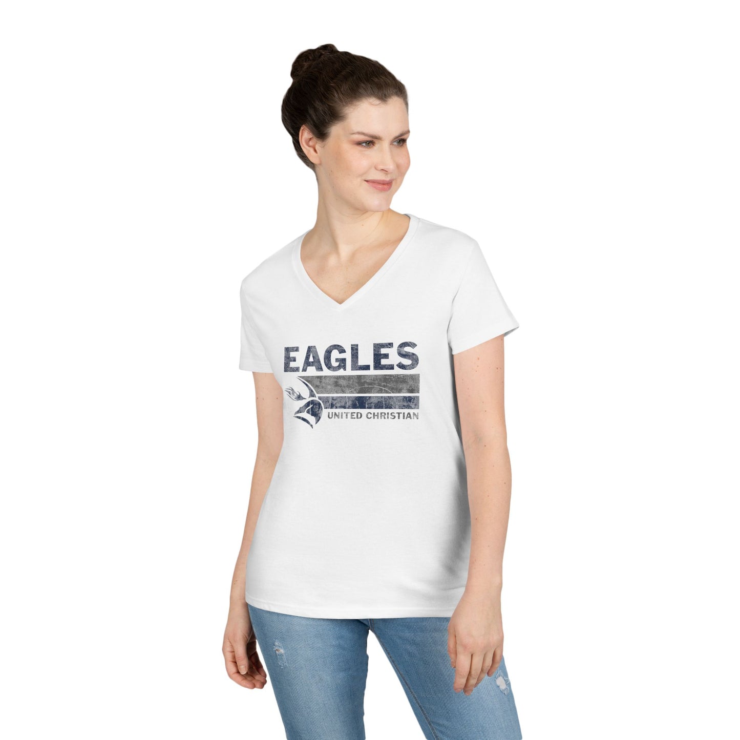 Eagles Spirit Women's Deep V-Neck Tee, Casual Shirt, Sportswear, Fan Apparel, Gift for Her