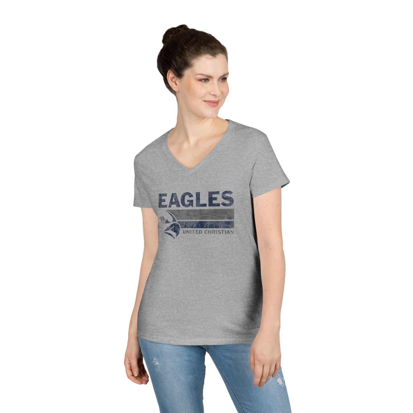 Eagles Spirit Women's Deep V-Neck Tee, Casual Shirt, Sportswear, Fan Apparel, Gift for Her