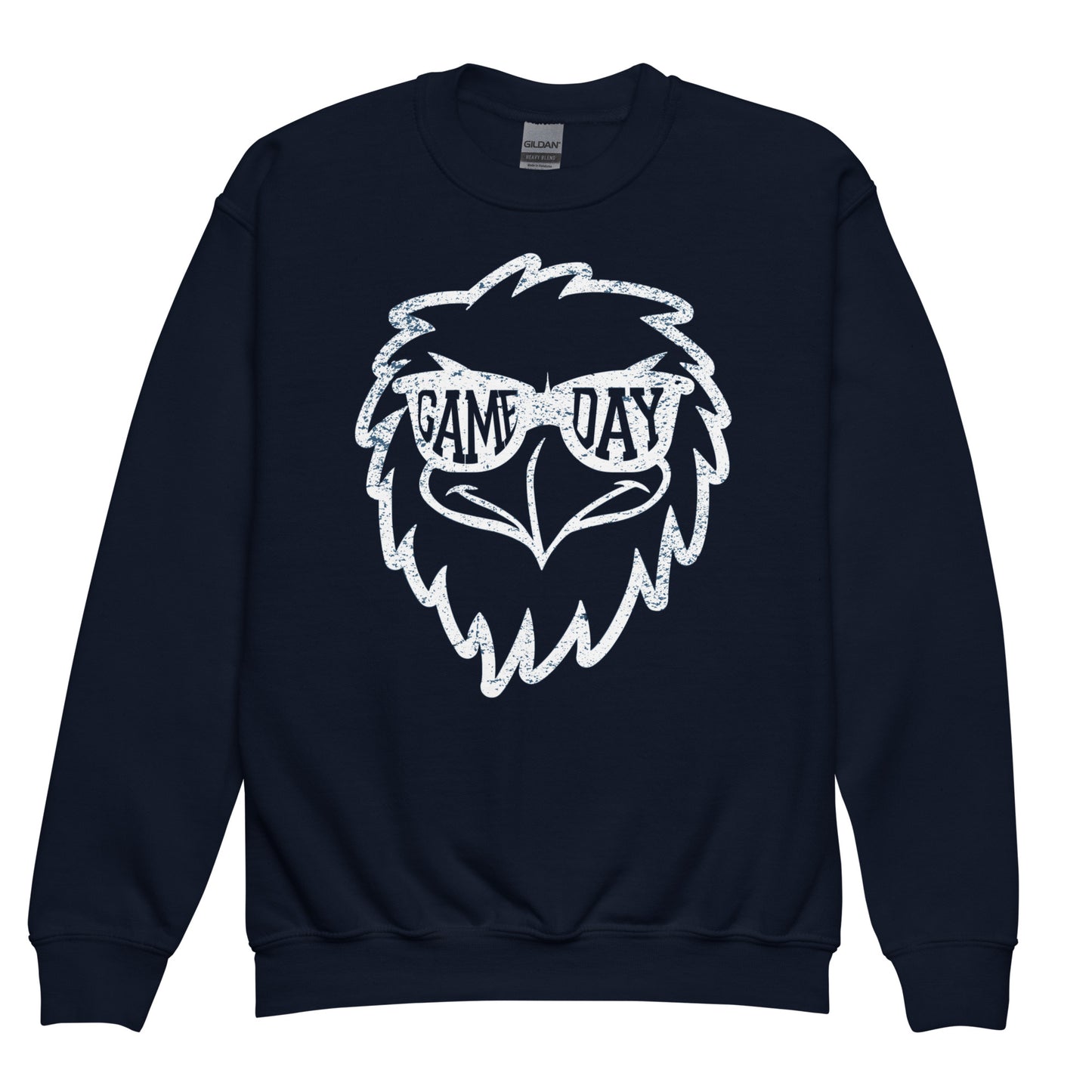 Game Day Eddie Sunglasses Youth Crewneck Sweatshirt - Navy